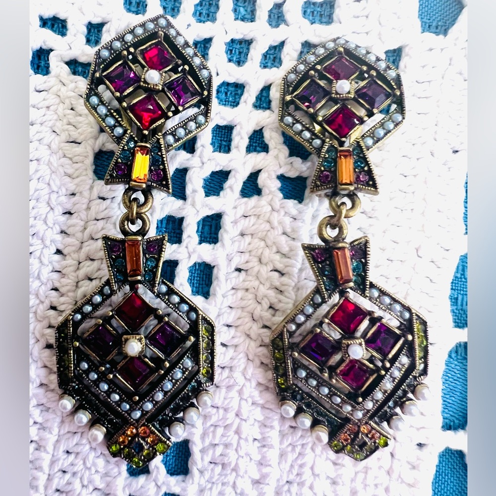 Heidi Daus Vintage/new dangle clip on Earrings